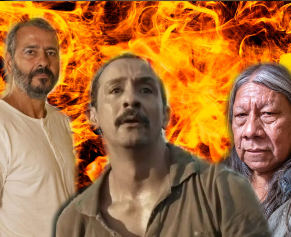 José Inocêncio (Marcos Palmeira), Tião Galinha (Irandhir Santos) e Chico (Mac Suara) em Renascer