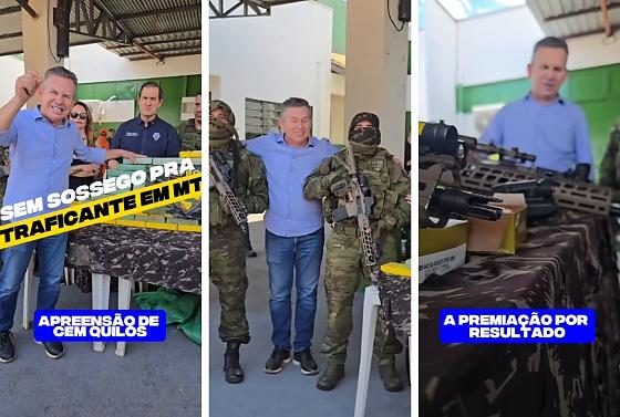 Governador mostrou drogas apreendidas pela polícia de Mato Grosso.